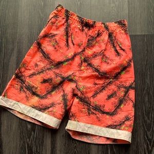 Vintage 80s Black and Neon Orange Printed Shorts